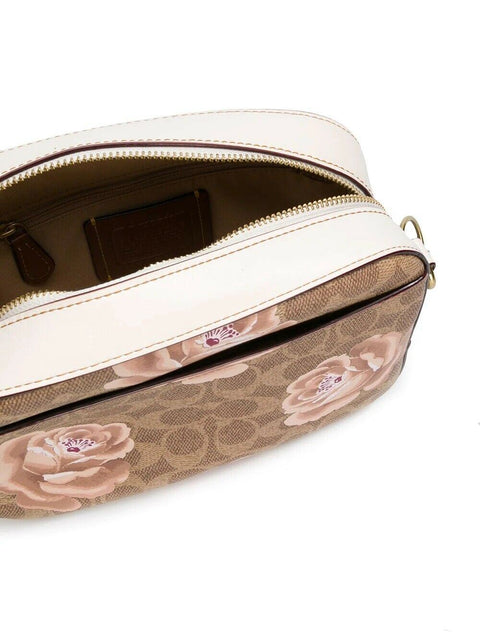 New COACH Women's Tan Brown Calf Leather Shoulder Bag Crossbody Camera Bag