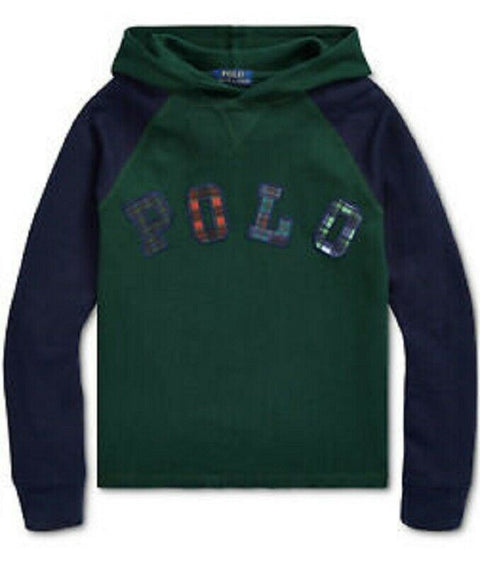 Polo Ralph Lauren Little Boys Knit Waffle Hooded Thermal Shirt Long Sleeve 2T