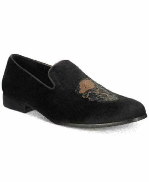New INC Concepts Men Nova Velvet Slip on Fashion Black Loafers Shoes 11.5 US