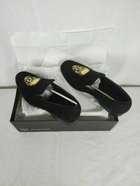 New INC Concepts Men Nova Velvet Slip on Fashion Black Loafers Shoes 11.5 US