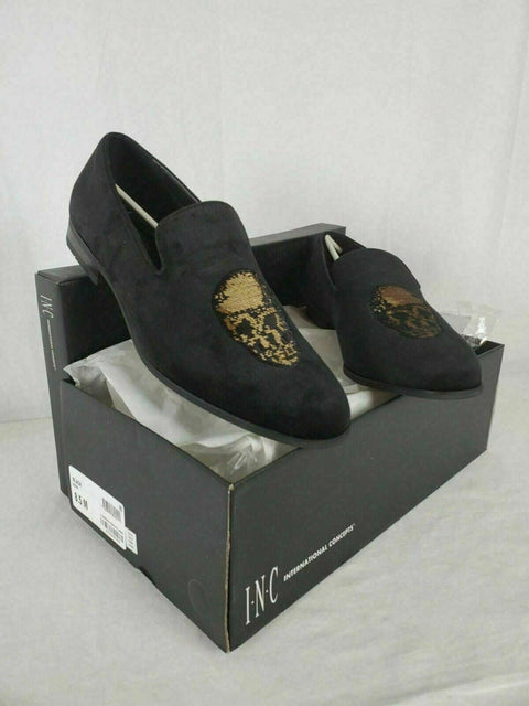 New INC Concepts Men Nova Velvet Slip on Fashion Black Loafers Shoes 11.5 US