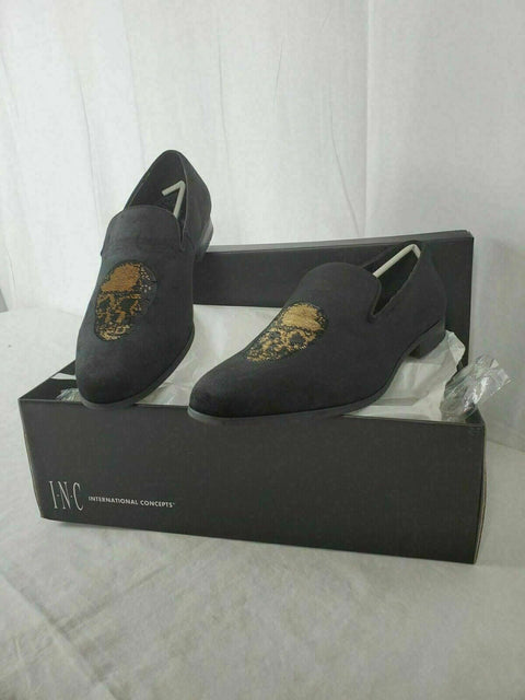 New INC Concepts Men Nova Velvet Slip on Fashion Black Loafers Shoes 11.5 US