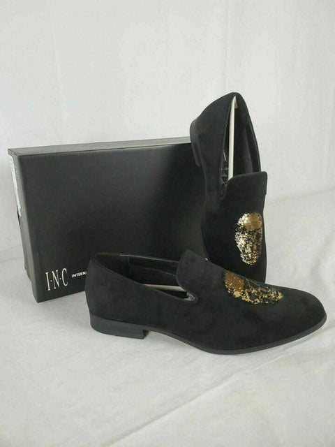 New INC Concepts Men Nova Velvet Slip on Fashion Black Loafers Shoes 11.5 US