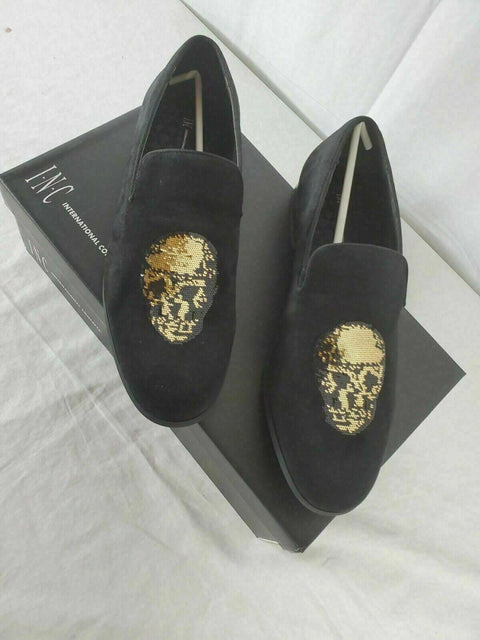 New INC Concepts Men Nova Velvet Slip on Fashion Black Loafers Shoes 11.5 US