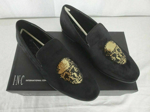 New INC Concepts Men Nova Velvet Slip on Fashion Black Loafers Shoes 11.5 US