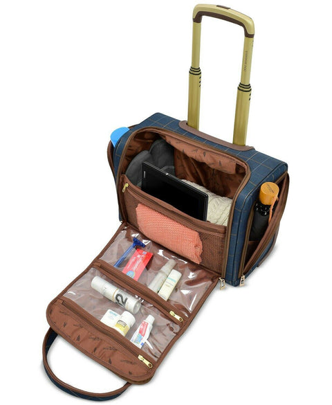 $270 LONDON FOG Brentwood 15" Softside Underseat Luggage Carry On Blue Plaids