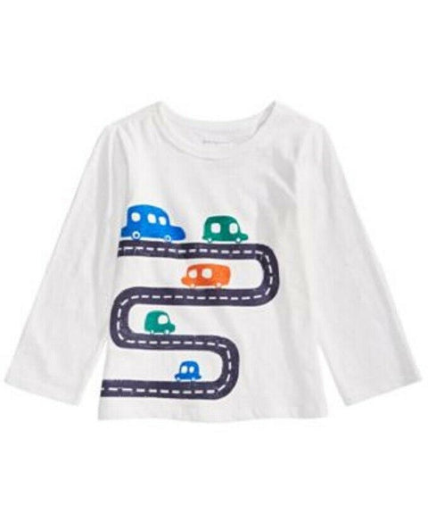 First Impression Boys White Long Sleeve Graphic T Shirt Traffic Slub Tee Size 2T