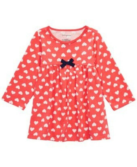 New First Impressions Baby Girls Heart Print Tunic Top Pink Long Sleeve Size 2T