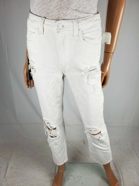 $295 ALEXANDER WANG Women's White Denim Jeans Rugged Straight Leg Size 26