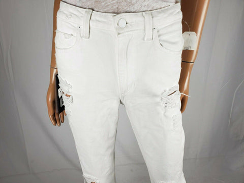 $295 ALEXANDER WANG Women's White Denim Jeans Rugged Straight Leg Size 26