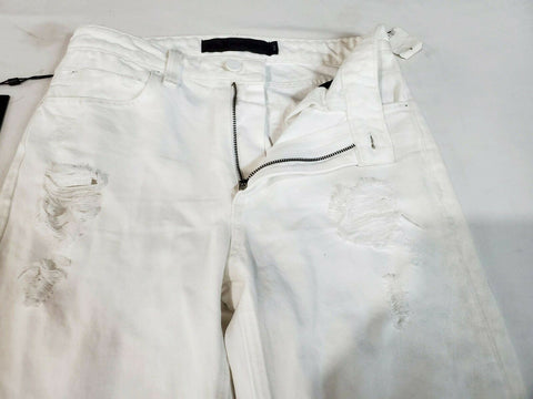 $295 ALEXANDER WANG Women's White Denim Jeans Rugged Straight Leg Size 26