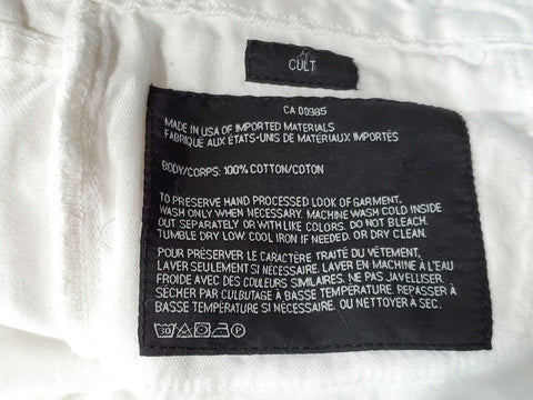 $295 ALEXANDER WANG Women's White Denim Jeans Rugged Straight Leg Size 26