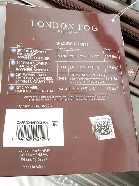 New London Fog Oxford II 25" Hard case Check-In Luggage Green Suitcase