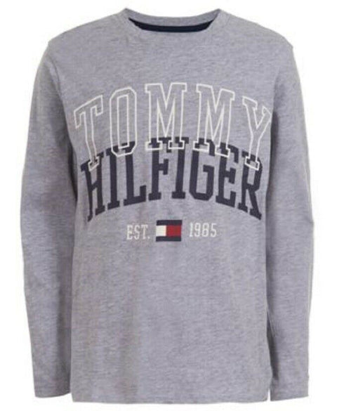 New Tommy Hilfiger Big Boys Pullover Gray T Shirt Graphic SIZE L 16-18