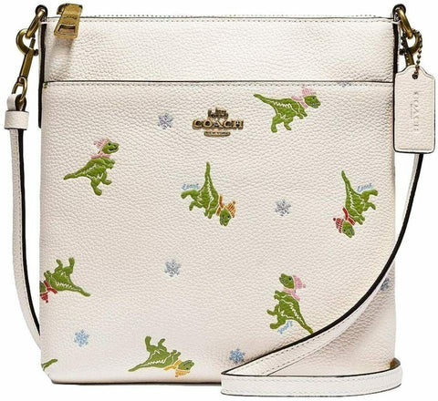 $175 COACH Women's Rexy Dinosaur Pebble Leather Crossbody Messenger Bag Handbag