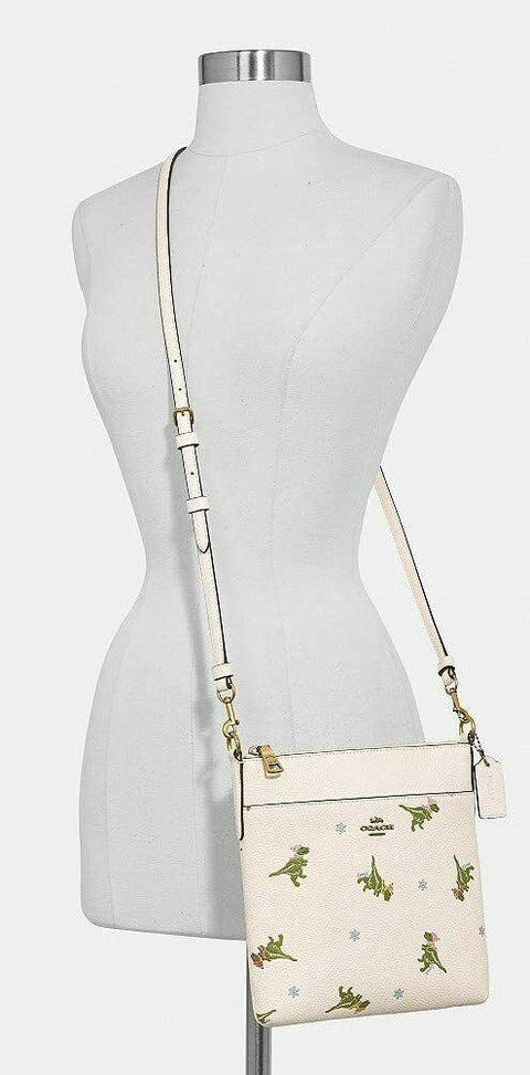 $175 COACH Women's Rexy Dinosaur Pebble Leather Crossbody Messenger Bag Handbag