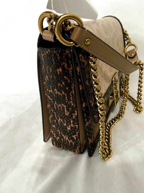 $395 COACH Women's Beige SIGNATURE Snake Hutton Shoulder Handbag Medium