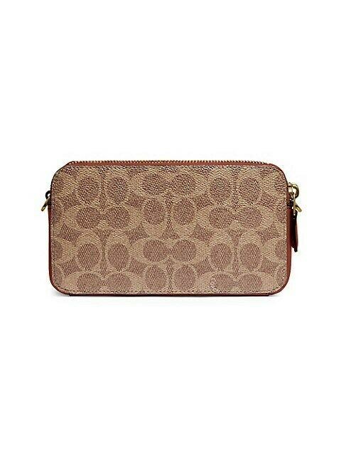 New COACH Women's Kira Rust Canvas Leather Shoulder Bag Crossbody Signature Bag