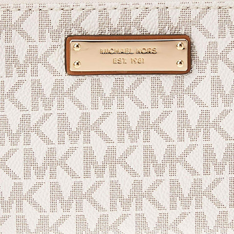 New Michael Kors Women's Signature Vanilla Medium Wristlet Wallet Zip Around