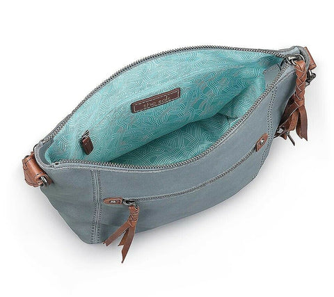 $159 New The Sak Women's Ashland Leather Crossbody Bag Blue Shoulder Bag