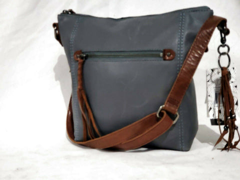 $159 New The Sak Women's Ashland Leather Crossbody Bag Blue Shoulder Bag