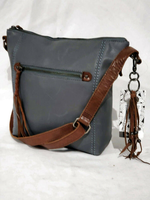 $159 New The Sak Women's Ashland Leather Crossbody Bag Blue Shoulder Bag