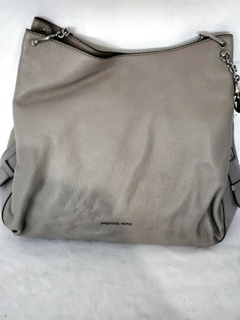 $398 MICHAEL KORS Women Lillie Gray Large Chain Tote Shoulder Bag Pebble Leather