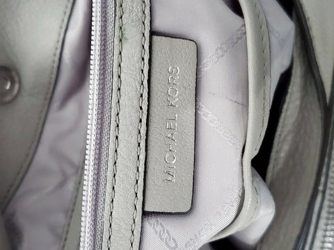 $398 MICHAEL KORS Women Lillie Gray Large Chain Tote Shoulder Bag Pebble Leather
