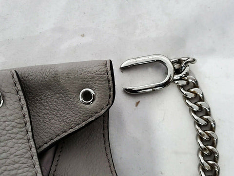$398 MICHAEL KORS Women Lillie Gray Large Chain Tote Shoulder Bag Pebble Leather