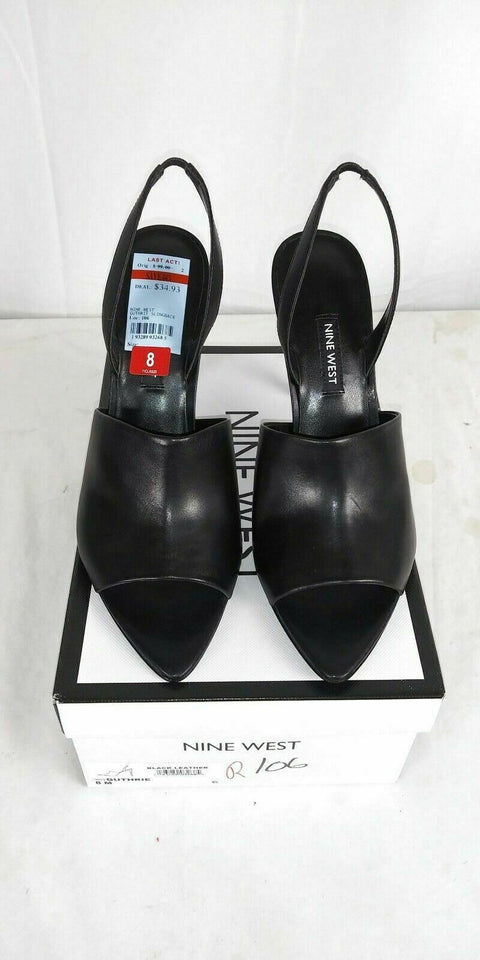 Nine West Guthrie Slingback Sandals - Leather - Black (Size 8), Medium Width