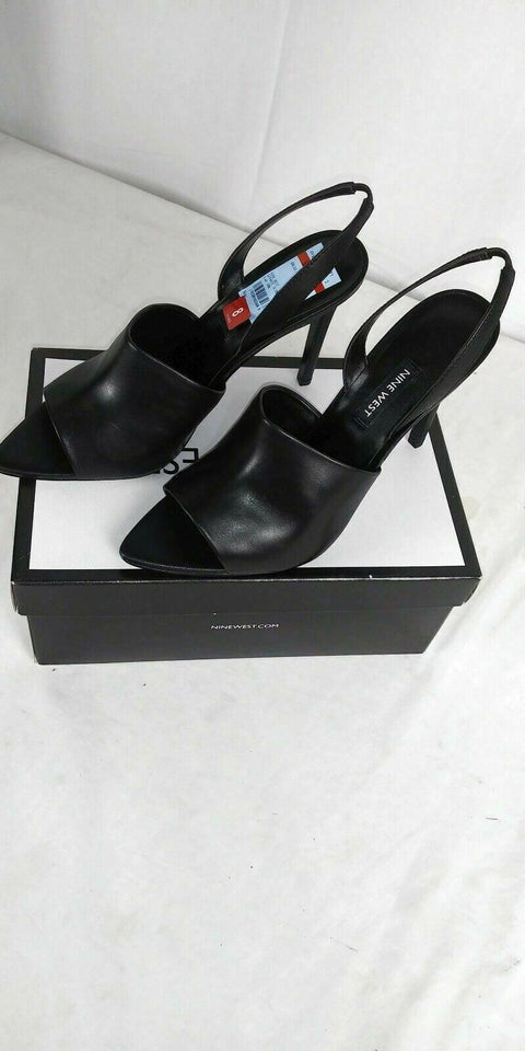 Nine West Guthrie Slingback Sandals - Leather - Black (Size 8), Medium Width
