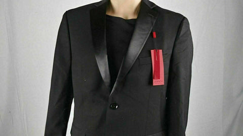 New ALFANI Mens Long Sleeve Two Button Tuxedo Suit Blazer Jacket Coat Black 40R