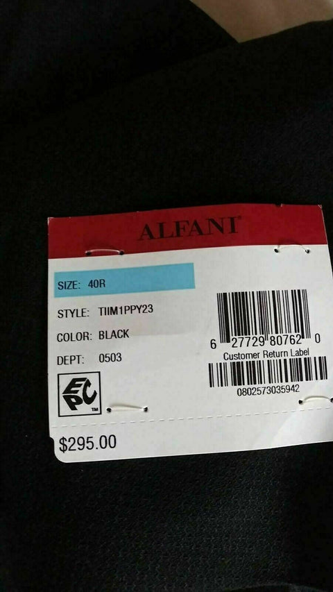 New ALFANI Mens Long Sleeve Two Button Tuxedo Suit Blazer Jacket Coat Black 40R