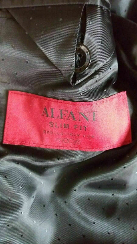 New ALFANI Mens Long Sleeve Two Button Tuxedo Suit Blazer Jacket Coat Black 40R
