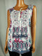 New Style&Co Women Sleeveless Multi Print Henley Neck Tassel Blouse Top Plus 0X