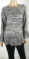 STYLE&CO Women Long Bell Sleeve Scoop Neck Ruffle Hem Gray Marld Sweater Plus 1X