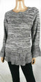 STYLE&CO Women Long Bell Sleeve Scoop Neck Ruffle Hem Gray Marld Sweater Plus 1X