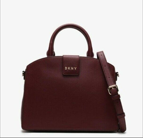 $248 New DKNY Women's Leather Clara Satchel Shoulder Bag Blood Red