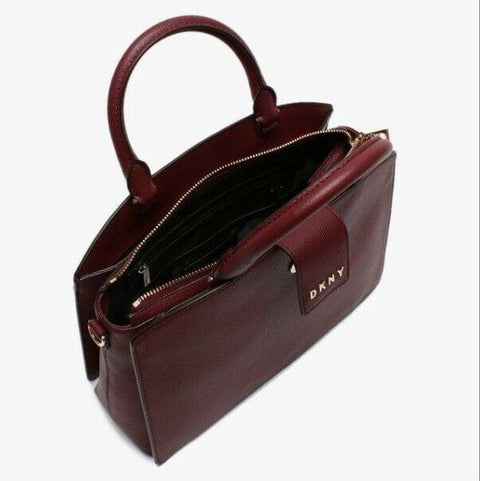 $248 New DKNY Women's Leather Clara Satchel Shoulder Bag Blood Red