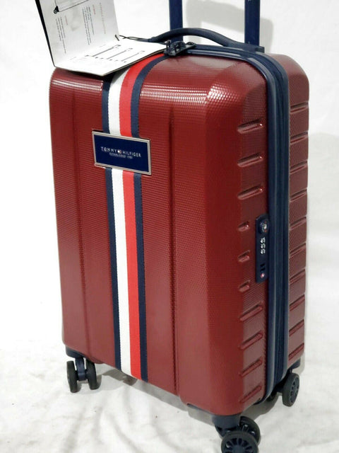 $250 New Tommy Hilfiger Riverdale 22" Hardside Upright Carry On Luggage Red