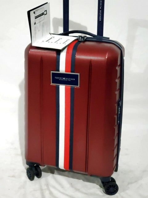 $250 New Tommy Hilfiger Riverdale 22" Hardside Upright Carry On Luggage Red