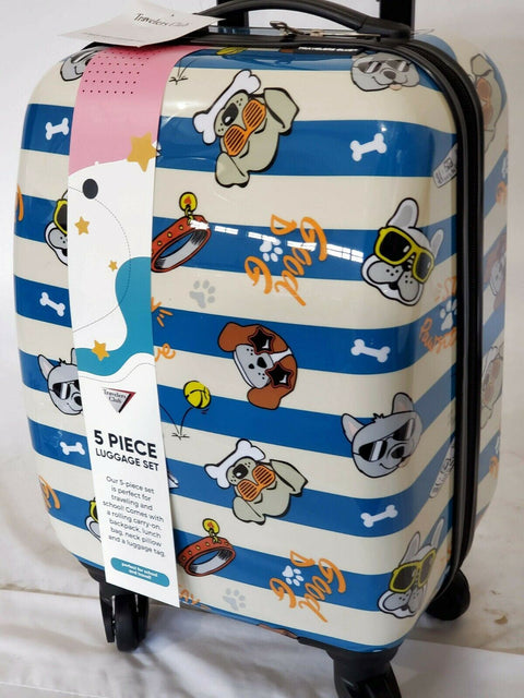 $160 New Travelers Club Traveler's Club Kid's 3 Piece Luggage Set Hard Dog Print