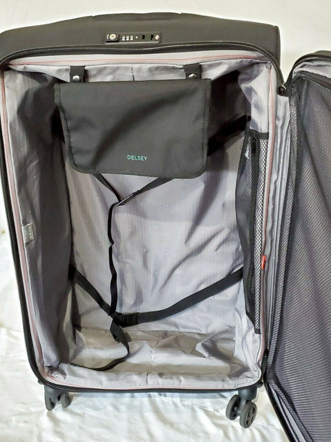 $400 Delsey DLX 29" Expandable Suitcase Check In Luggage Spinner Black TSA Lock