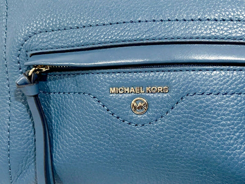 $248 MICHAEL KORS Women's Carine Leather Large Crossbody Shoulder Bag Blue