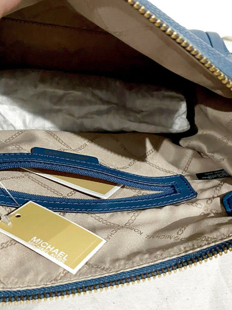 $248 MICHAEL KORS Women's Carine Leather Large Crossbody Shoulder Bag Blue