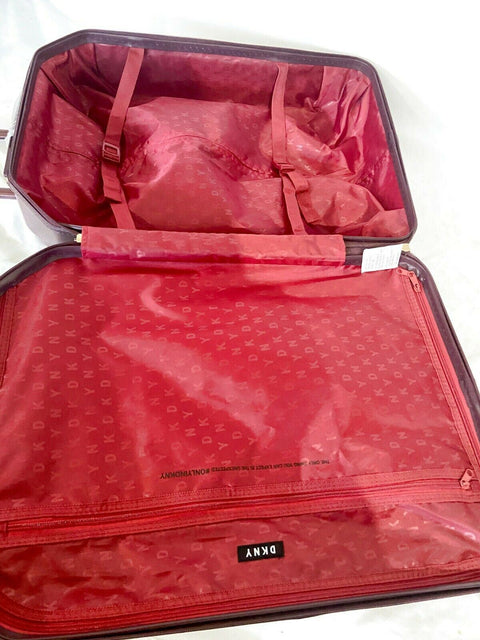 $300 DKNY Allure 24" Medium Hard Case Spinner Wheels Suitcase Luggage Wine Red