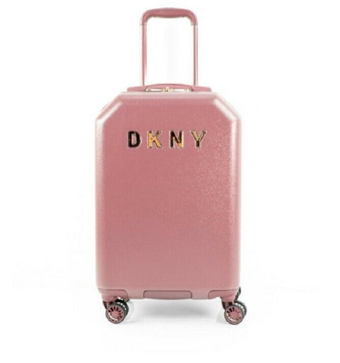 $225 New DKNY Allure 20" Hard Case Spinner Suitcase Luggage Carry On Rose Pink