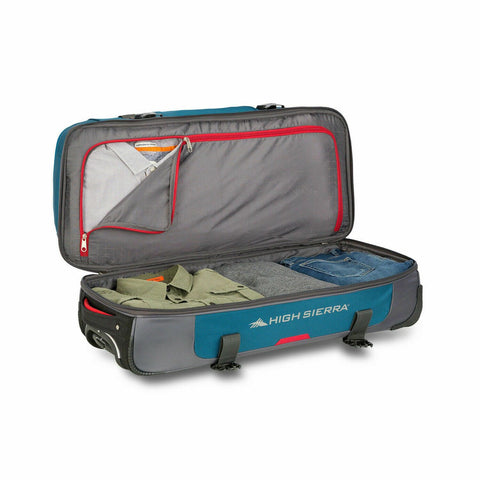 $320 New High Sierra 28" Drop Bottom Wheeled Duffel Bag with Handle Teal Blue