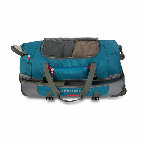 $320 New High Sierra 28" Drop Bottom Wheeled Duffel Bag with Handle Teal Blue