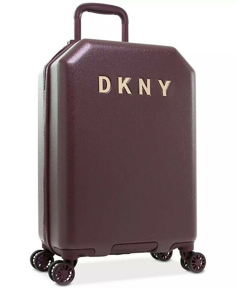 New DKNY Allure 20" Hard Case Spinner Suitcase Luggage Carry On Wine Burgundy